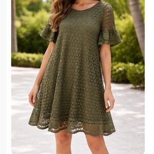 Lane Bryant Lace Midi Green Dress Size 14 NWT